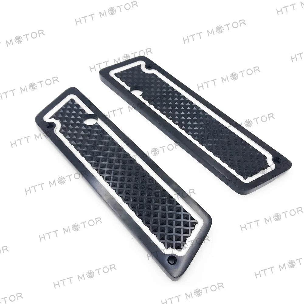 Set of 2 Black Diamond Saddlebag Latch Covers for Harley FLH/FLT (1993–2013)