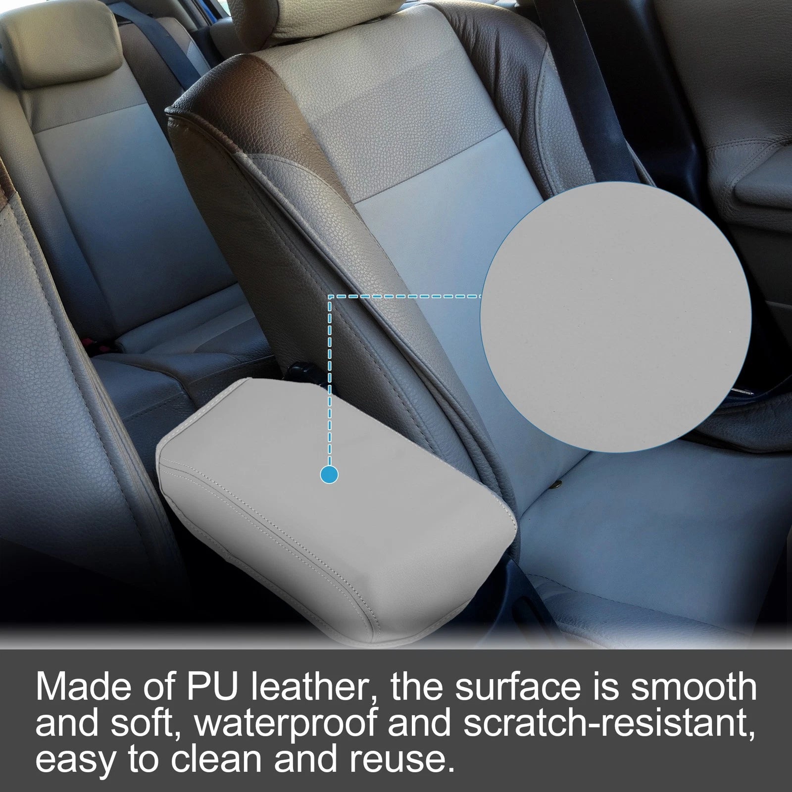 Center Console Armrest Cover for Honda Civic (2012–2015) Faux Leather Gray