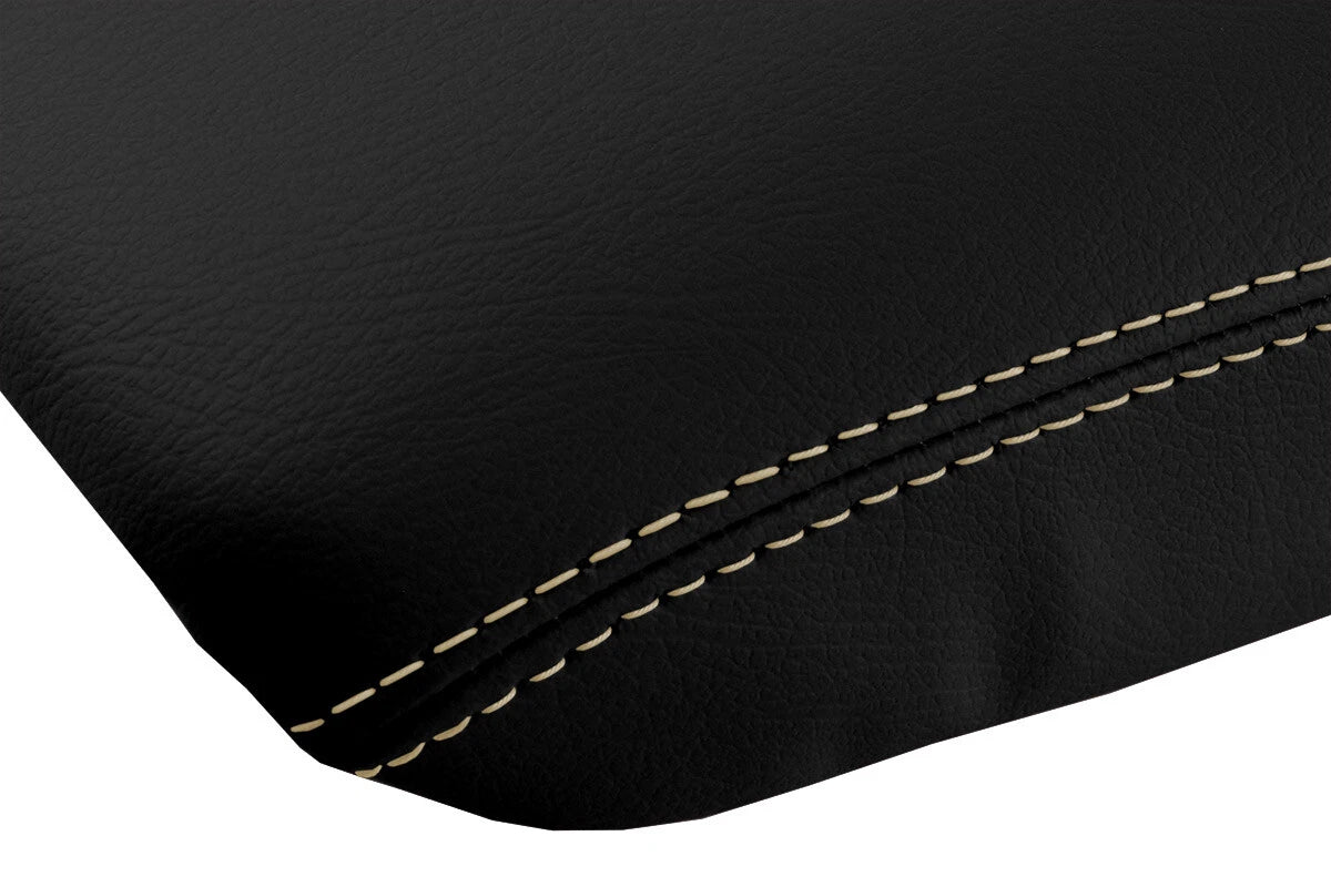 Leather Console Lid Armrest Cover for Honda Pilot (2003–2008) Beige Stitch
