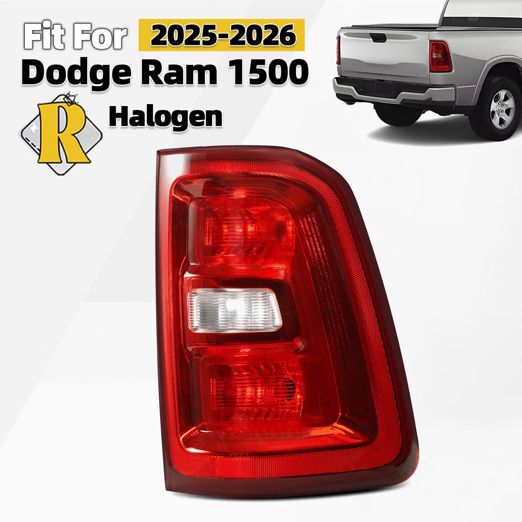 Halogen Tail Light for Dodge Ram 1500 (2025–2026) w/Chrome Bezel
