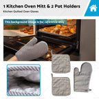 Set of 2 Cotton Oven Mitts for Kitchen Cooking and Baking