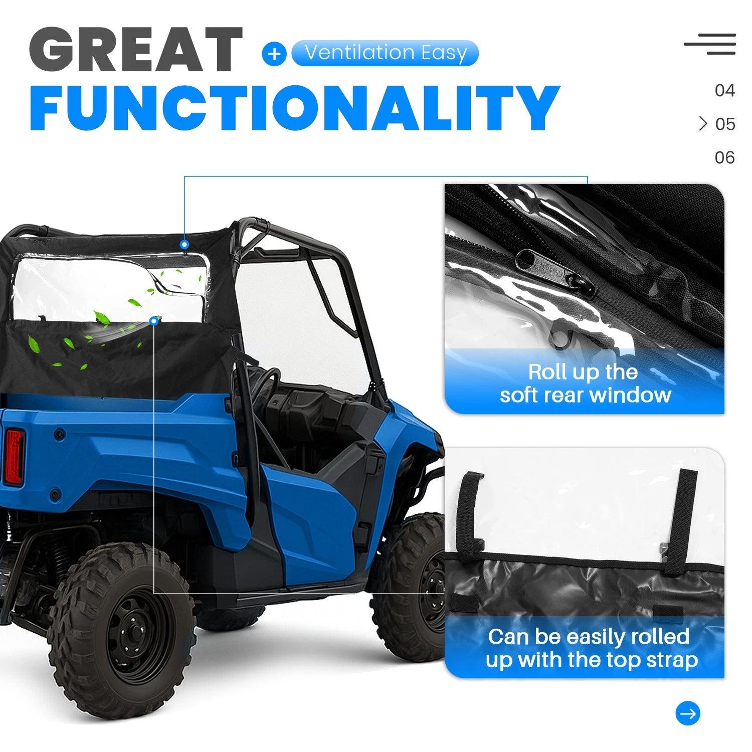 Soft Rear Window Panel for Honda Pioneer 700/700-4 (2014–2025)
