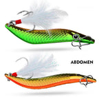 S Shape Metal Fishing Lure with Feather Treble Hook for Bass Pike Perch