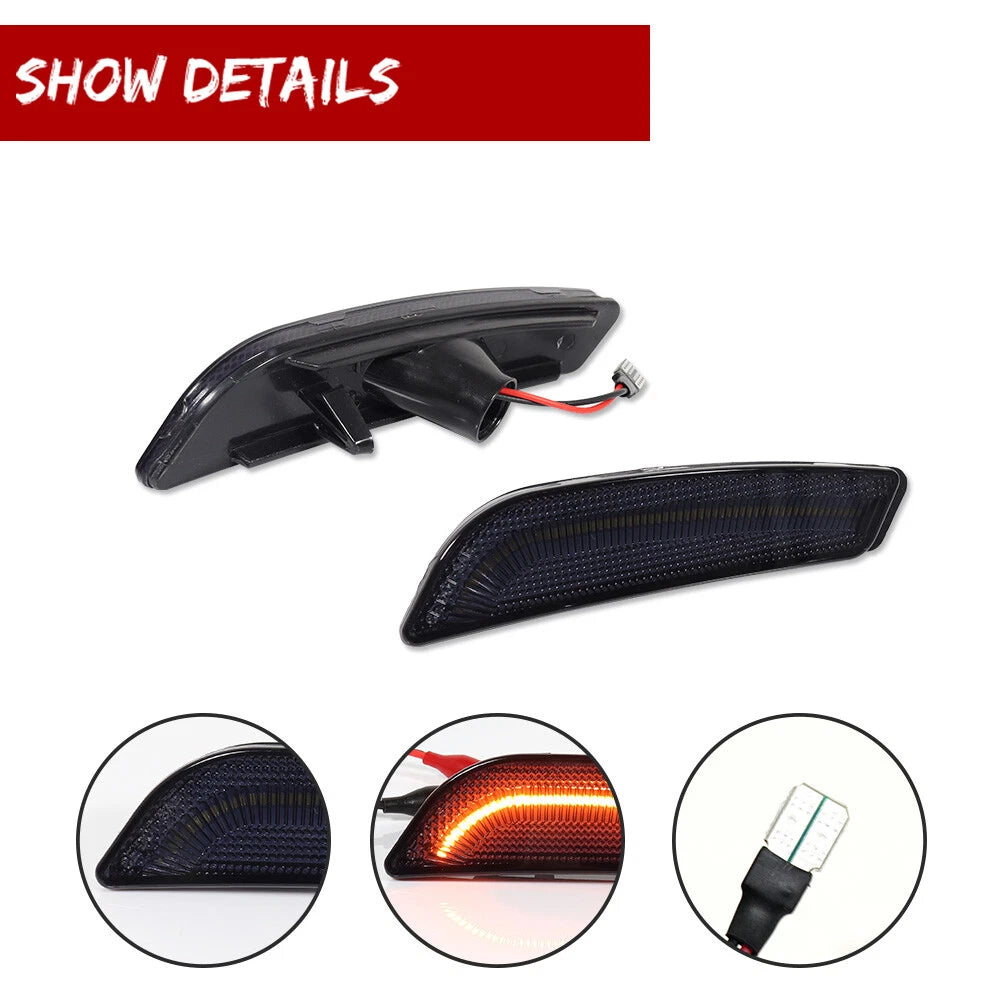 2X Smoke Lens Amber LED Front Sidemarker Lights for Cadillac CTS (2003–2007)