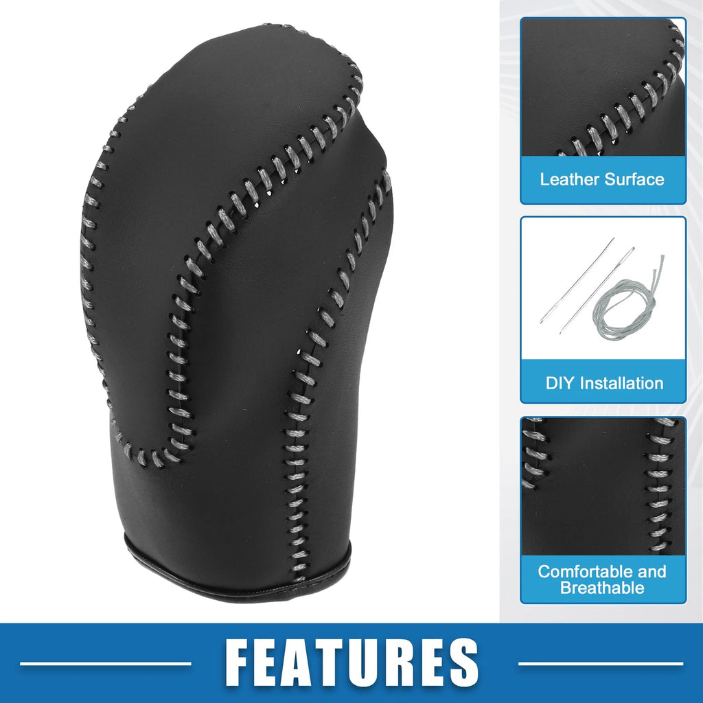 Gear Shift Lever Cover for Subaru Crosstrek (2018–2023) Black Gray Stitches