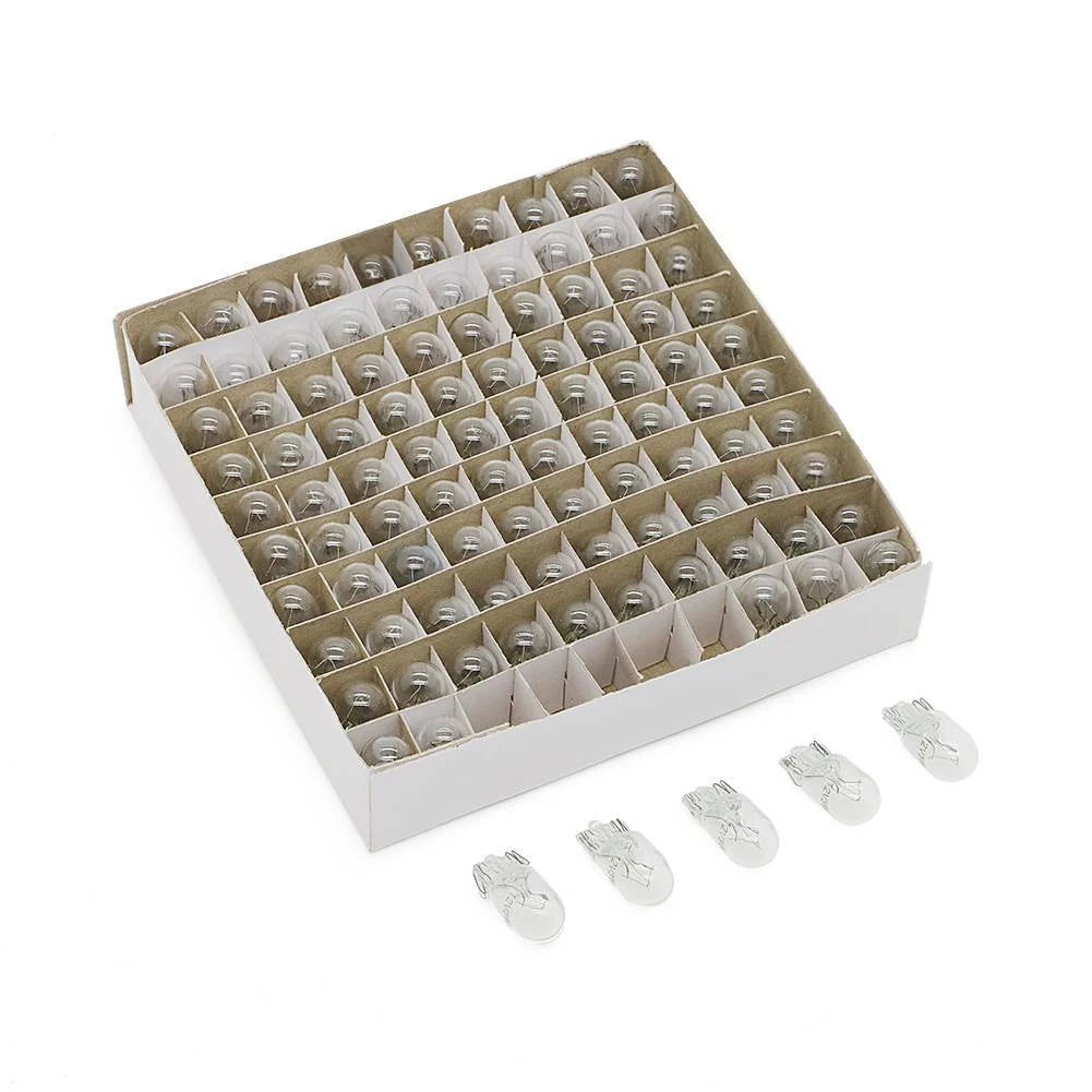 Set of 100 194 Clear Wedge Instrument Panel Light Bulbs 12V 3W