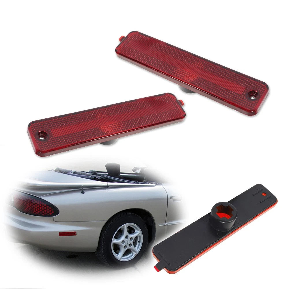 Set of 2 Red Rear Bumper Side Marker Lights for Pontiac Firebird Trans AM