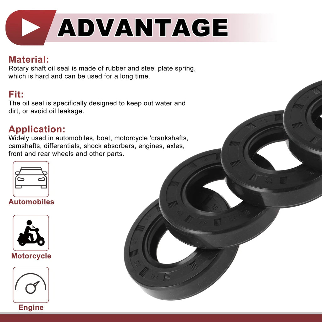 Set of 5 Rotary Shaft Oil Seals 25x47x10mm Nitrile Rubber for Various Models