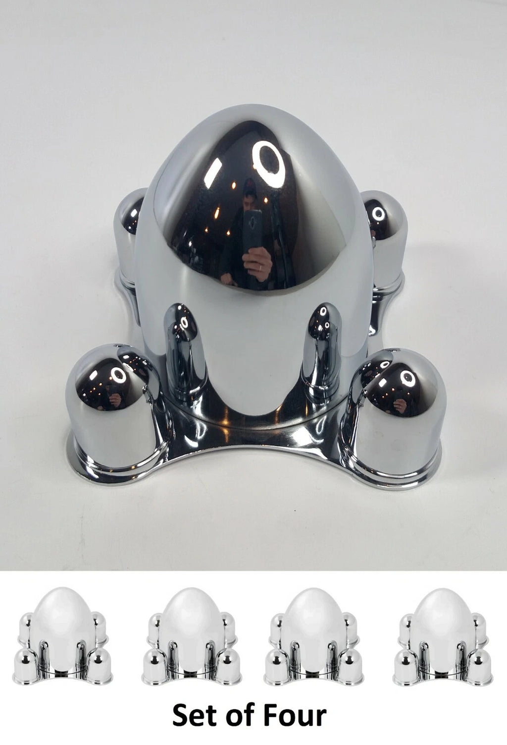 Chrome 4 Lug Spider Hub Caps Bullet Center Set for 4 x 4-1/2 (1935–1950)