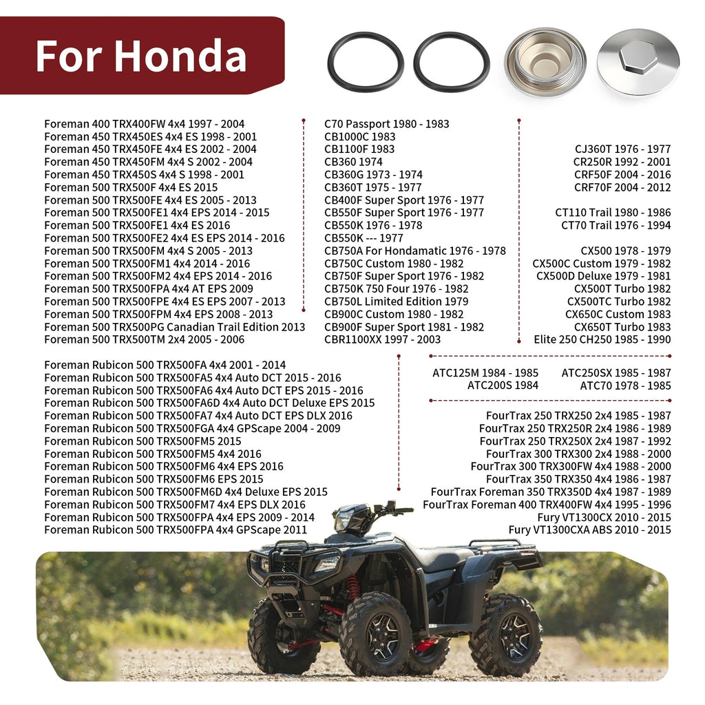Set of 4 Engine Valve Tappet Adjustment Cover Caps for Honda FourTrax (250-400)