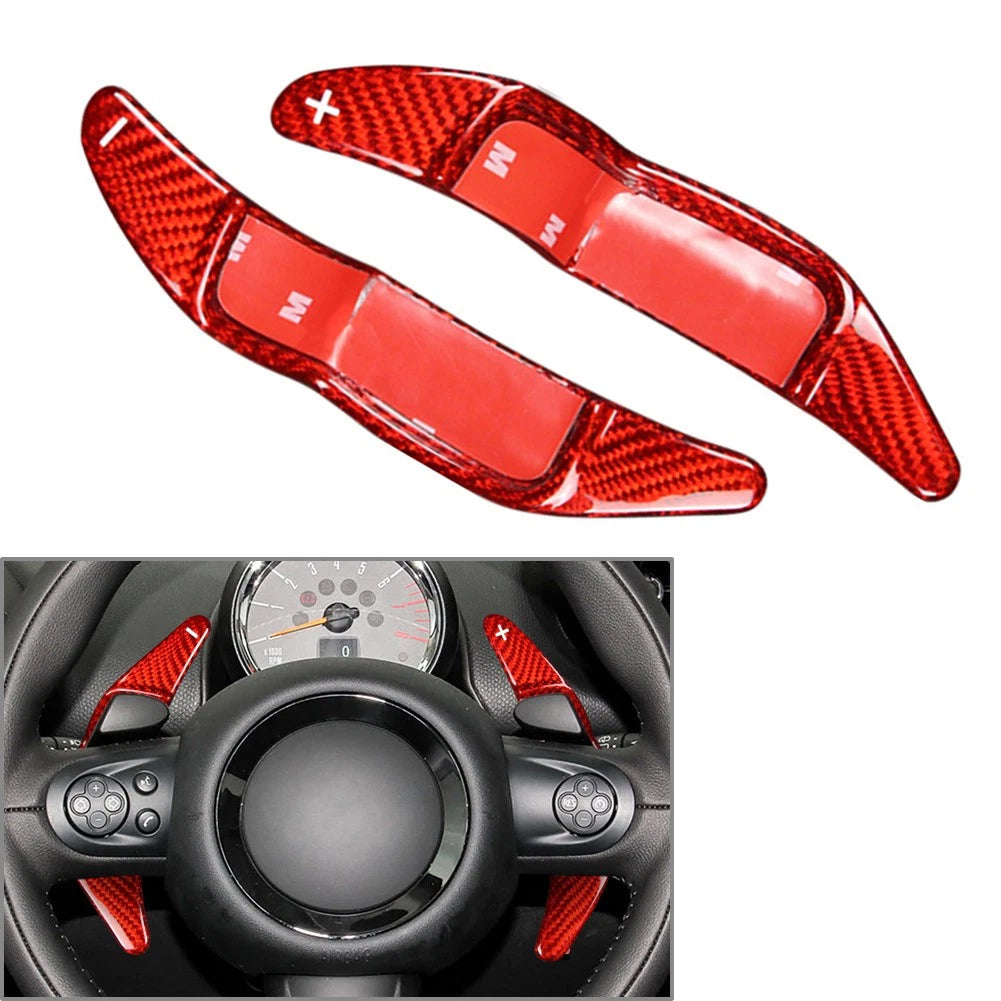 2X Steering Wheel Shift Paddle for Mini R55 R56 R57 R58 R59 R60 (2007–2014) Carbon Fiber Red