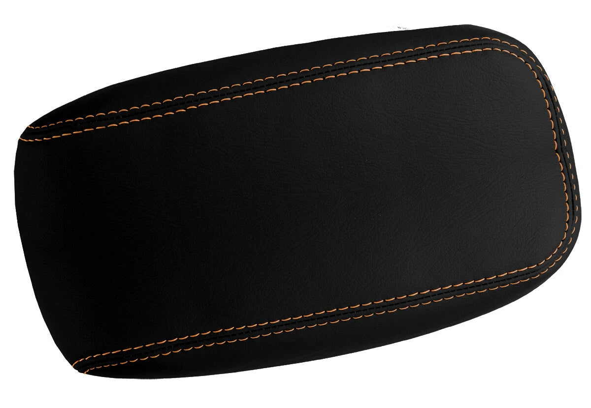 Leather Console Lid Armrest Cover for Hummer H3 (2005–2010) Orange Stitch