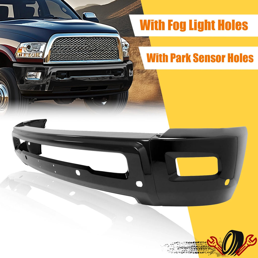 Front Bumper Face Bar for Dodge RAM 2500 3500 (2010–2018) Black with Fog Light Holes