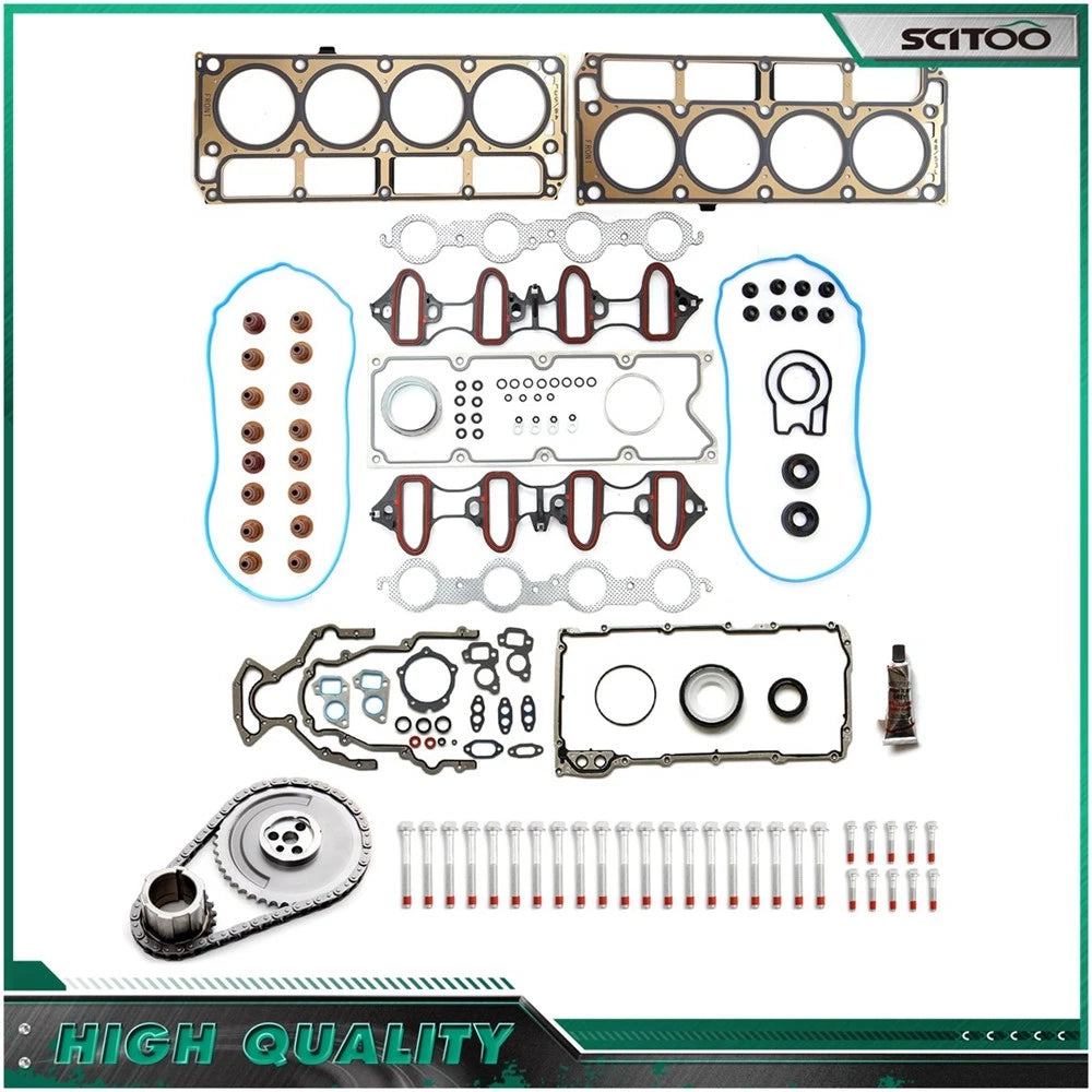 Lower Gasket Set & Timing Chain Kit with Head Bolts for Chevrolet Tahoe (2006)