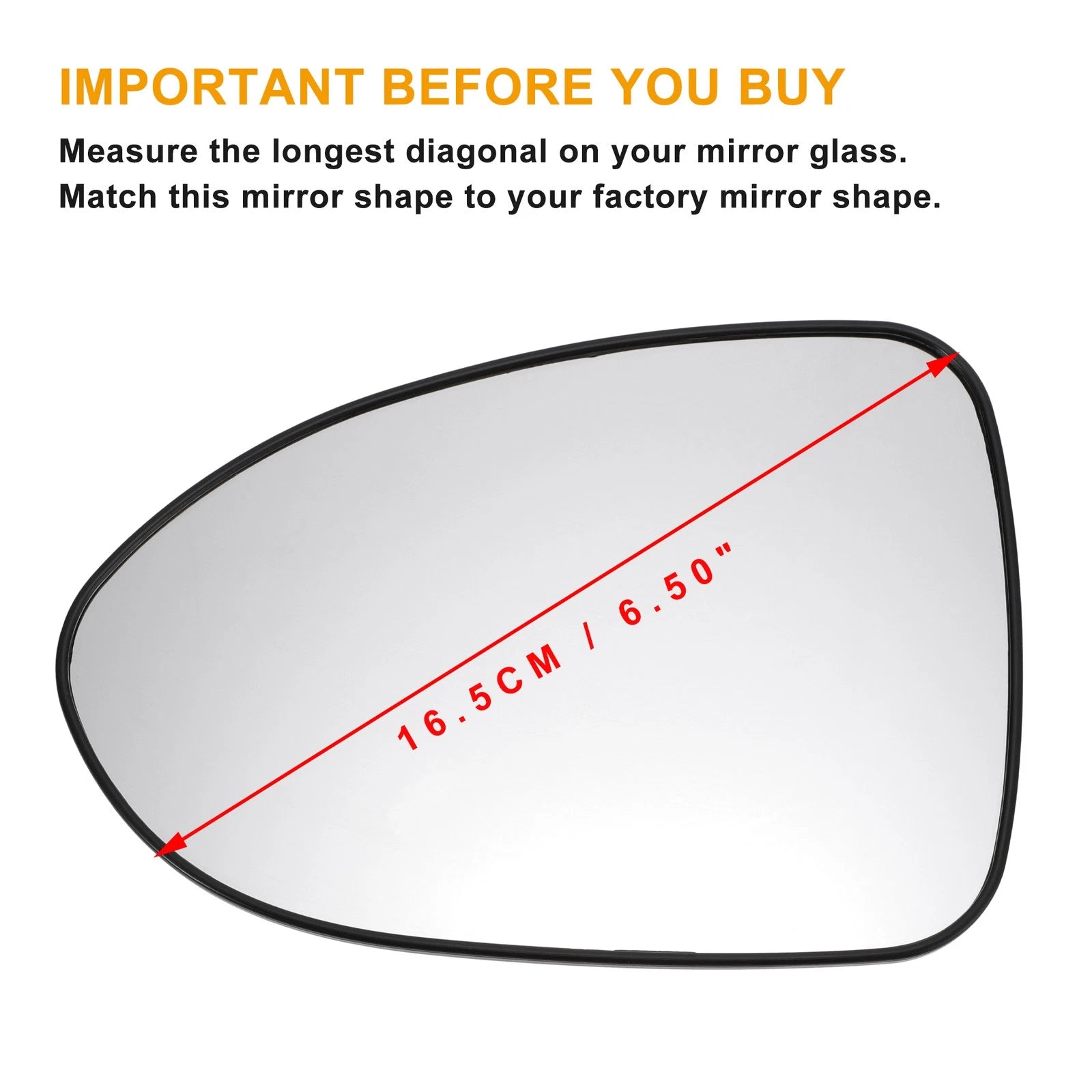 Left Side White Mirror Glass w/ Back for KIA Rio (2012–2016)