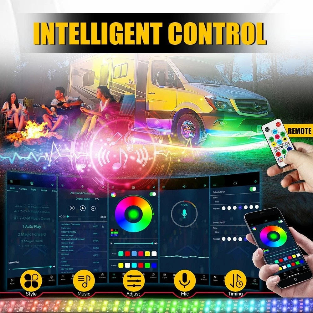 12PCS RGB Underglow LED Light Strip Kit for Car Truck
