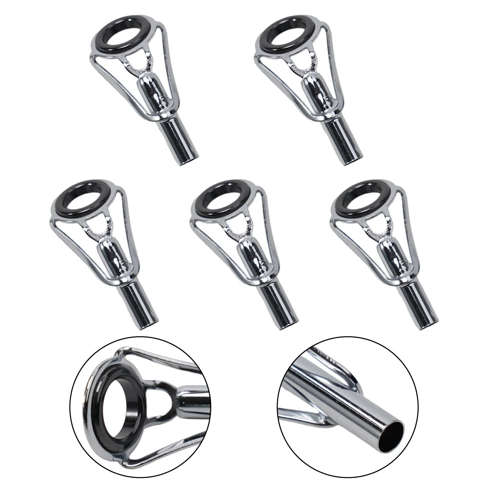 Set of 5 Stainless Steel Fishing Rod Guide Tip Rings