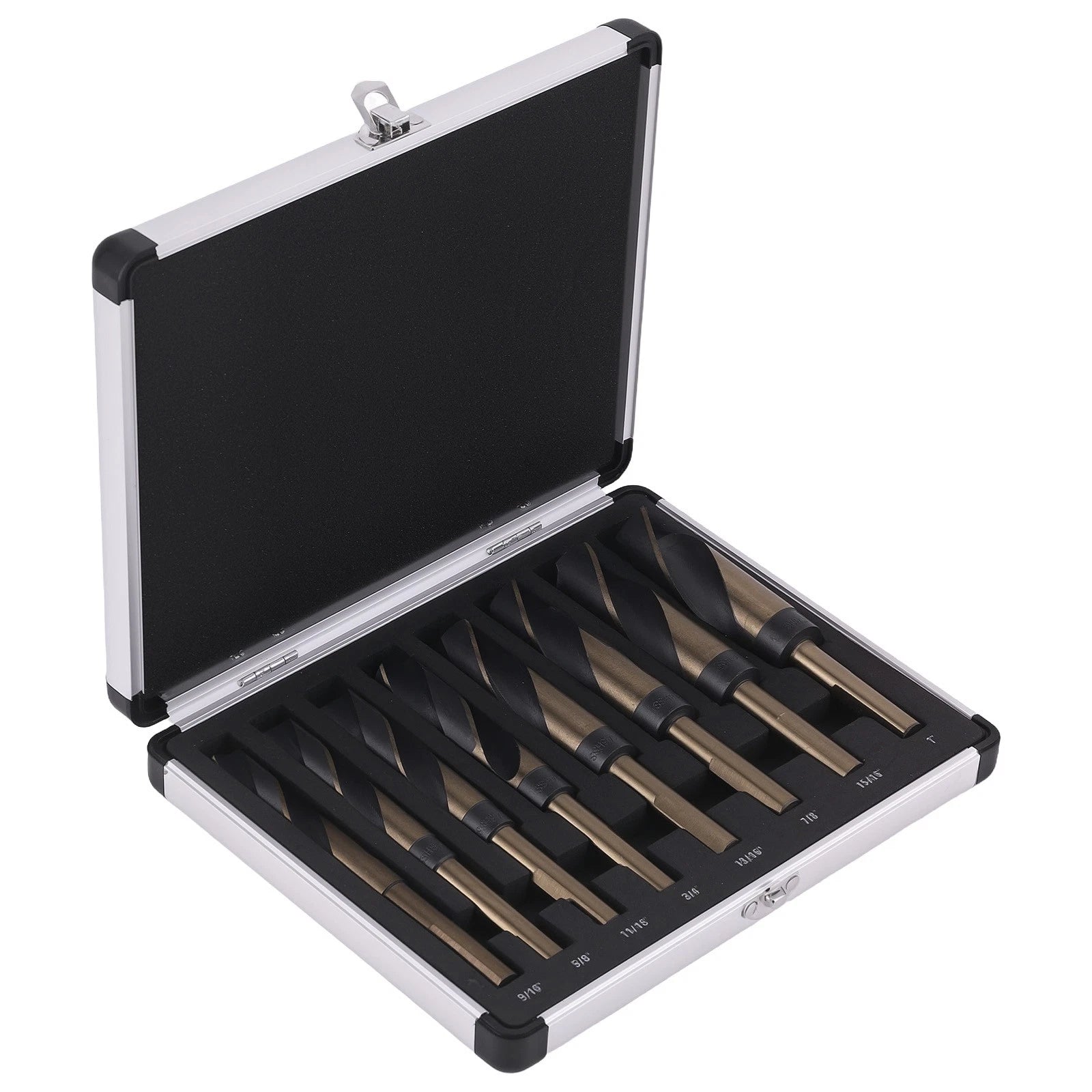 8PC Wood Drilling Bit Kit HSS 9/16-1" Split Point with Case