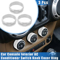 3pcs AC Switch Knob Cover Ring for Jeep Wrangler JK JKU (2011–2018) Silver