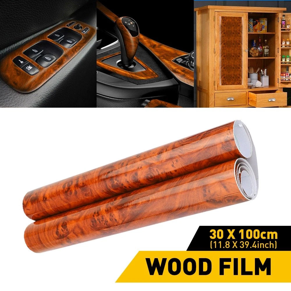 Wood Grain Textured Vinyl Wrap for Car Interior (Universal Fit)