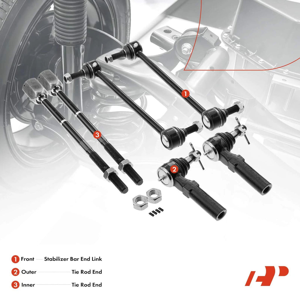 Set of 6 Inner & Outer Tie Rod Ends for Ford Taurus (1986-1995)