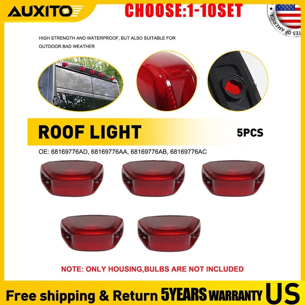 Red Rear Roof Marker Running Light Housings for RAM Promaster 1500 (2014–2023)
