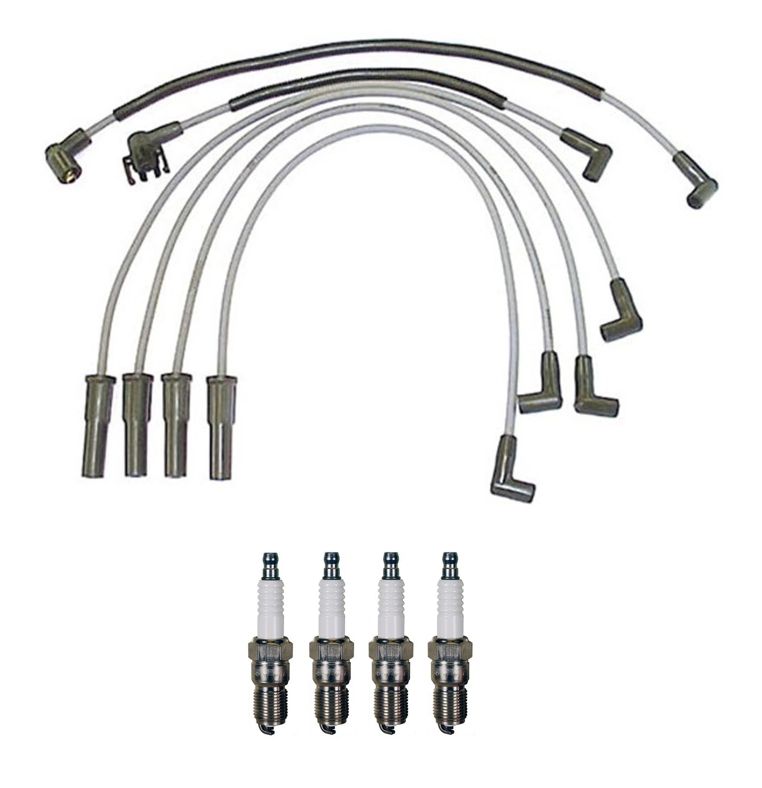 Denso 8mm Wire Set & 4 U-Groove Spark Plugs Kit for Ford Mercury L4