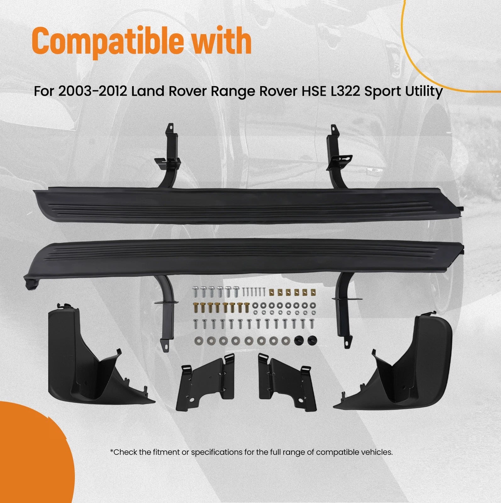 Nerf Bars Running Boards for Land Rover Range Rover HSE L322 (2003–2012) Pair