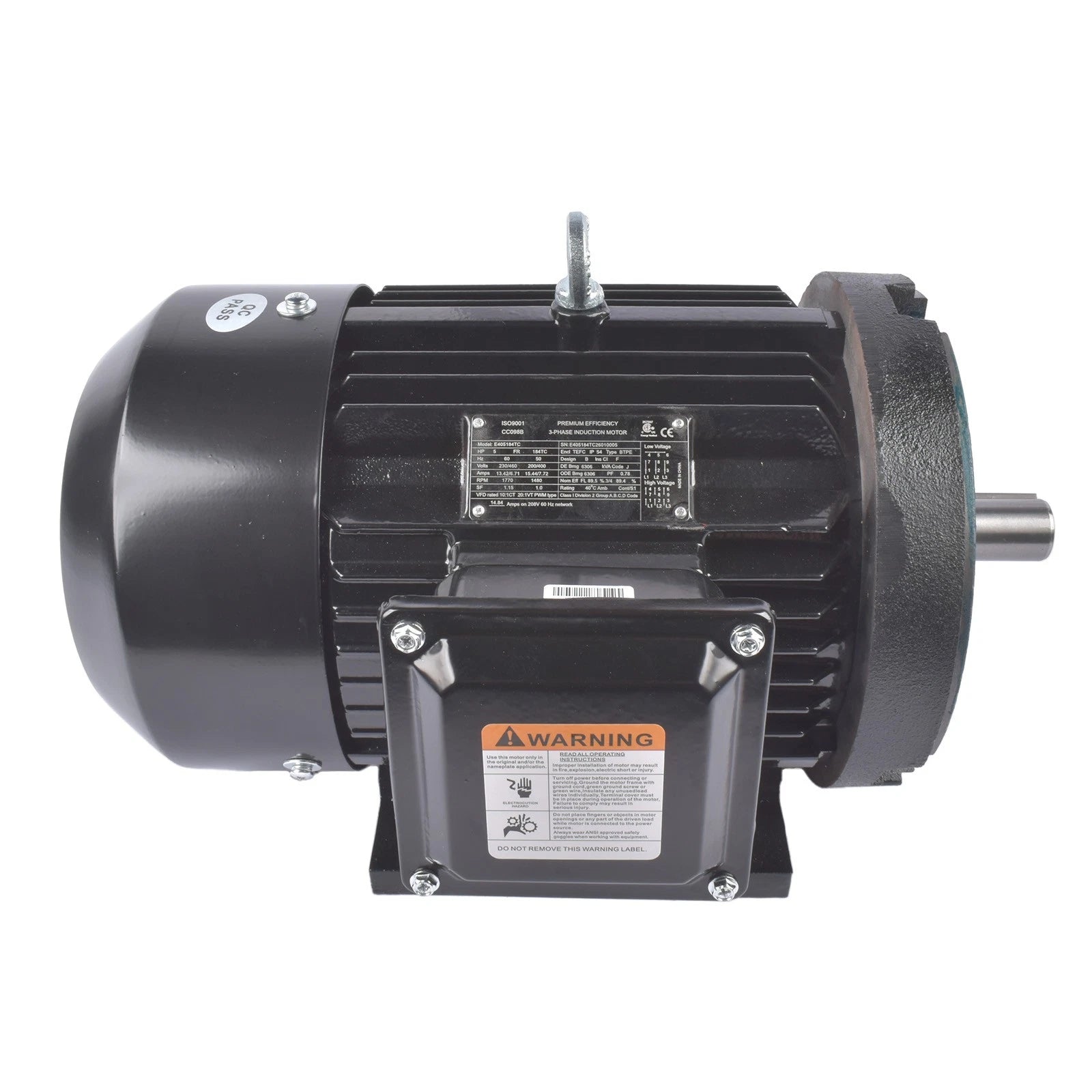 5HP Electric Motor for General Purpose (1480/1770 RPM, 184TC Frame, TEFC)