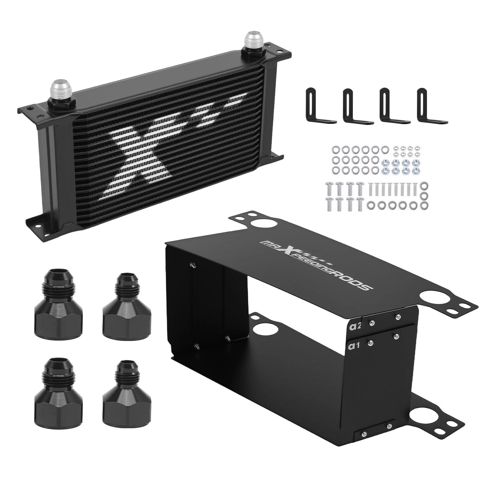 19 Row Oil Cooler Kit 10AN for Universal Applications (Aluminum Black)