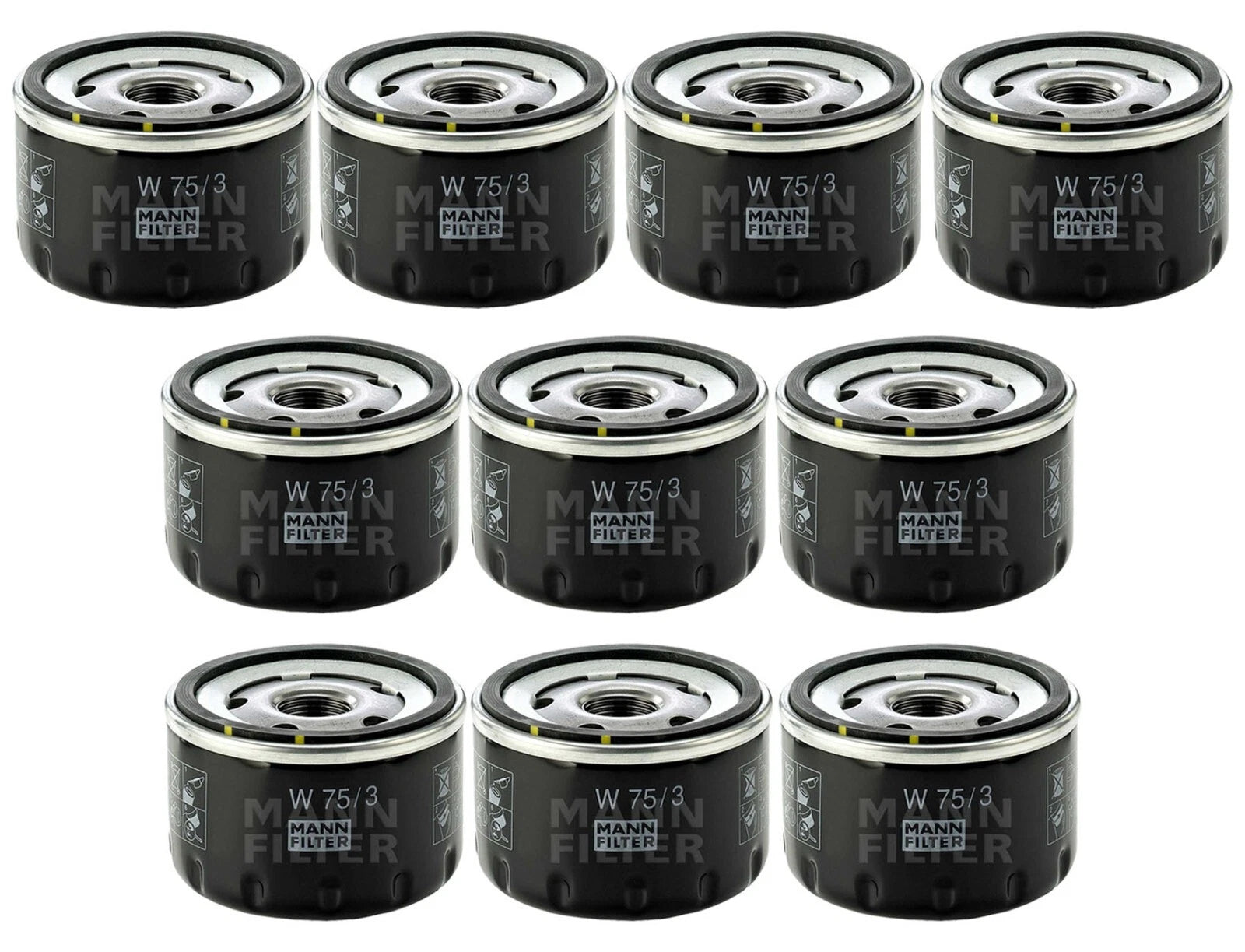 Set of 10 Engine Oil Filters W 75/3 for Ford GM Nissan Mazda Suzuki