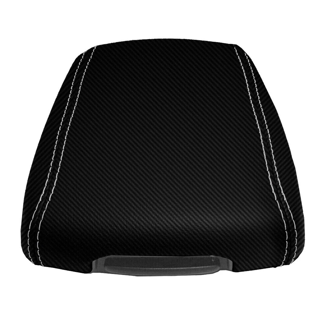 Console Lid Armrest Cover for Kia Sportage (2017–2020) PVC Carbon White Stitch