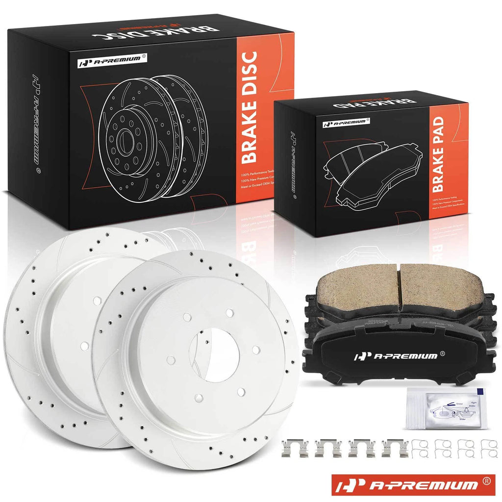 Set of 6 Rear Drilled Brake Rotors & Pads for Nissan Titan (2017–2023)
