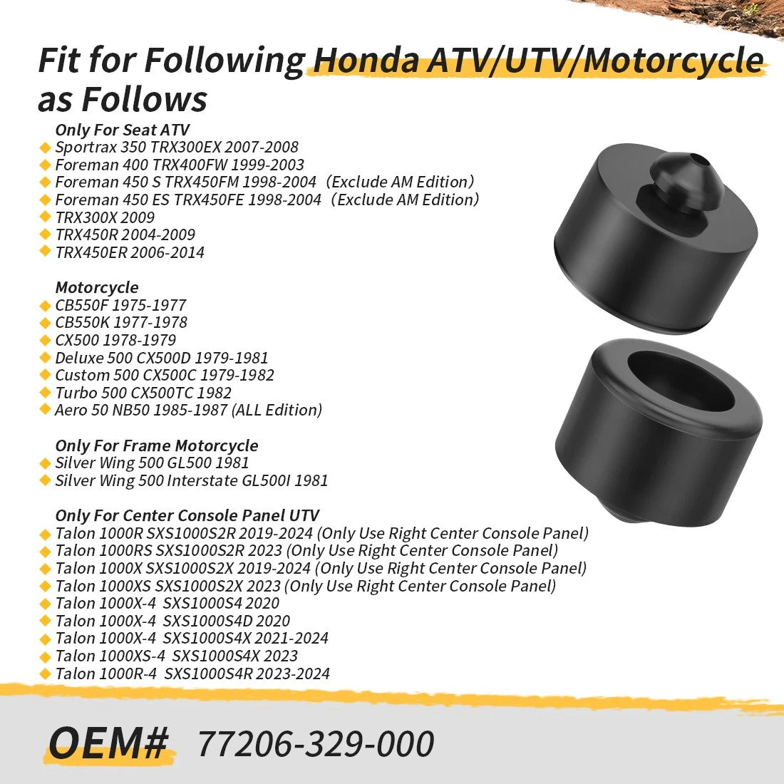 2x Console Rubber Cushion for Honda Talon 1000R 1000X 1000X-4 1000XS-4 1000R-4