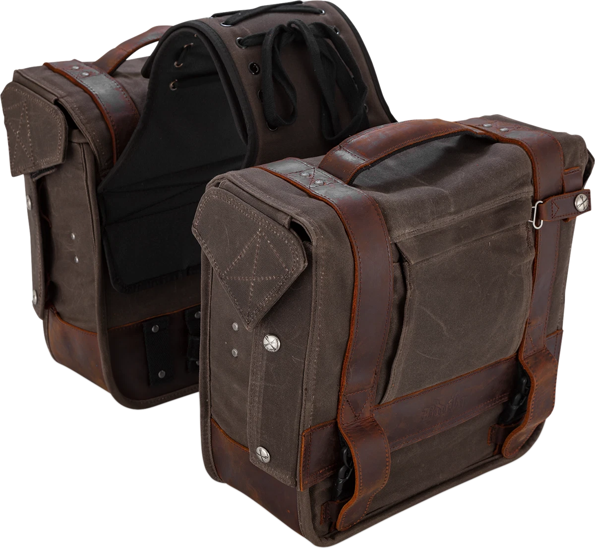 Throw-Over Saddlebag for Burly Brand (Dark Oak)