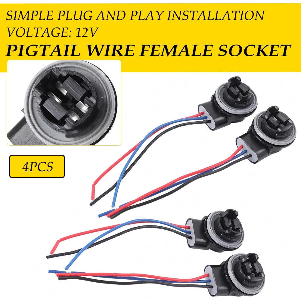 2X 3157 Bulb Socket Brake Turn Signal Light Harness Wire Plug Connector