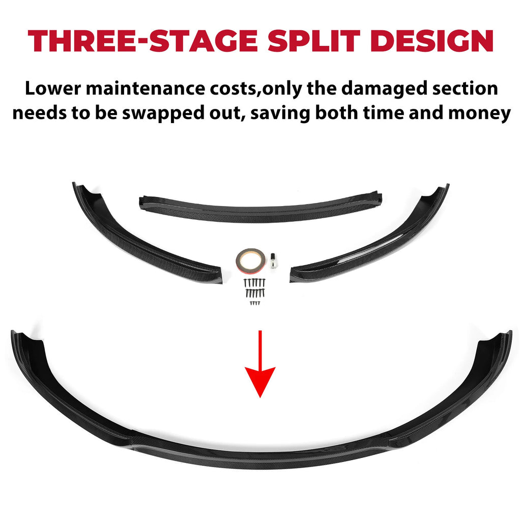 Front Bumper Lip Kit for Tesla Model S Sedan (2012–2017) JC Style Carbon Fiber
