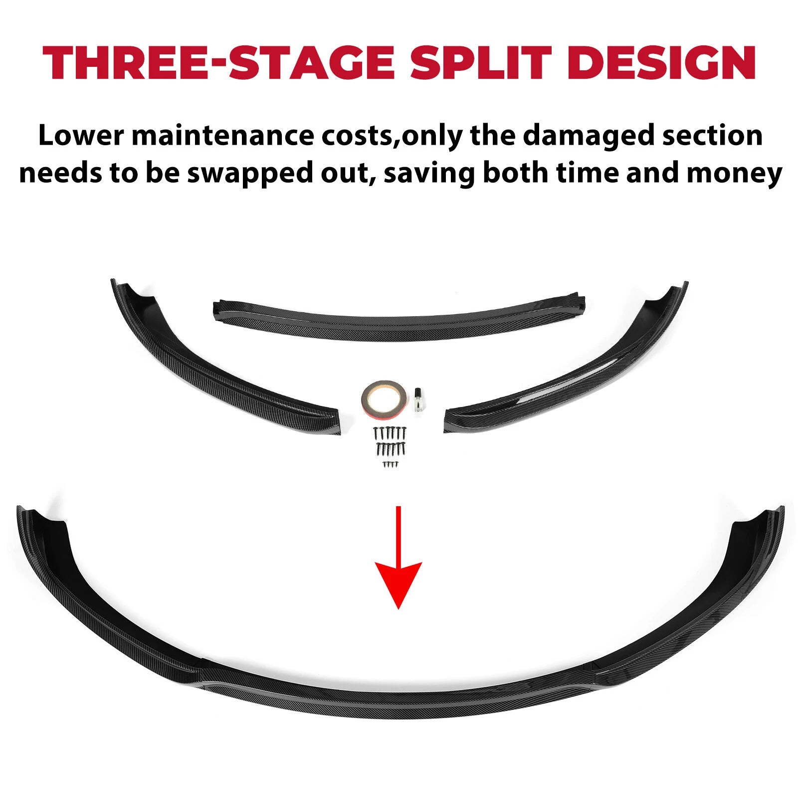 Front Bumper Lip Kit for Tesla Model S Sedan (2012–2017) JC Style Carbon Fiber