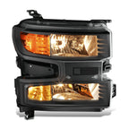 Set of 2 Black Amber Headlight Assemblies for Chevy Silverado 1500 (2019–2022)