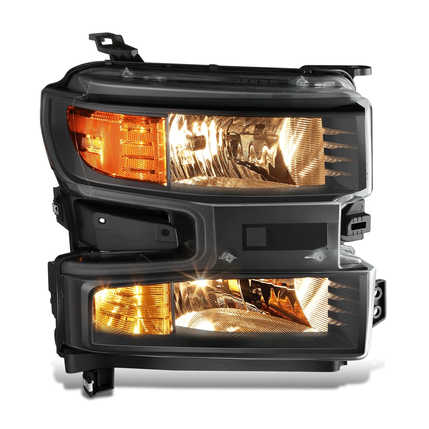 Set of 2 Black Amber Headlight Assemblies for Chevy Silverado 1500 (2019–2022)