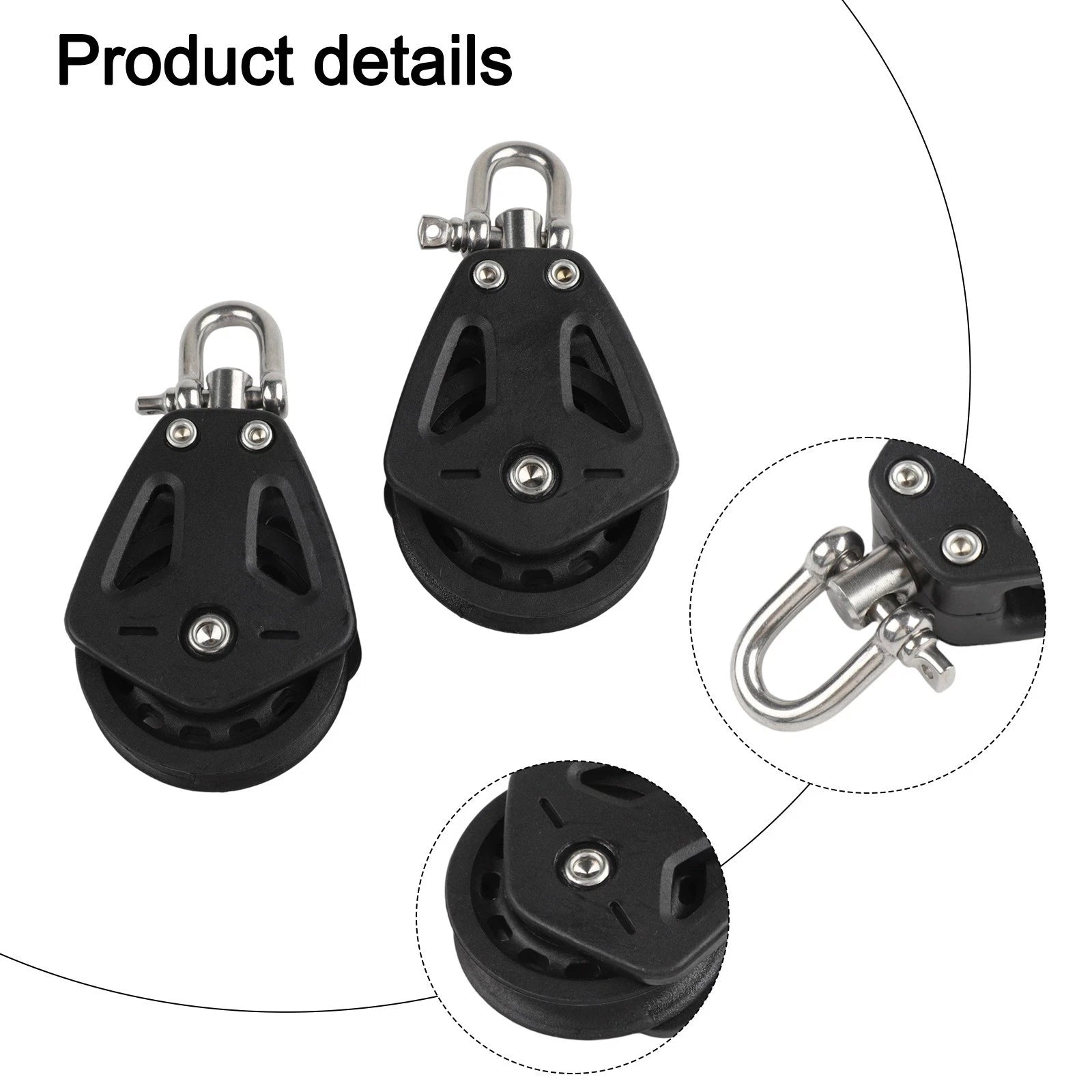2X Nylon Single Pulley Block for Marine Accessories