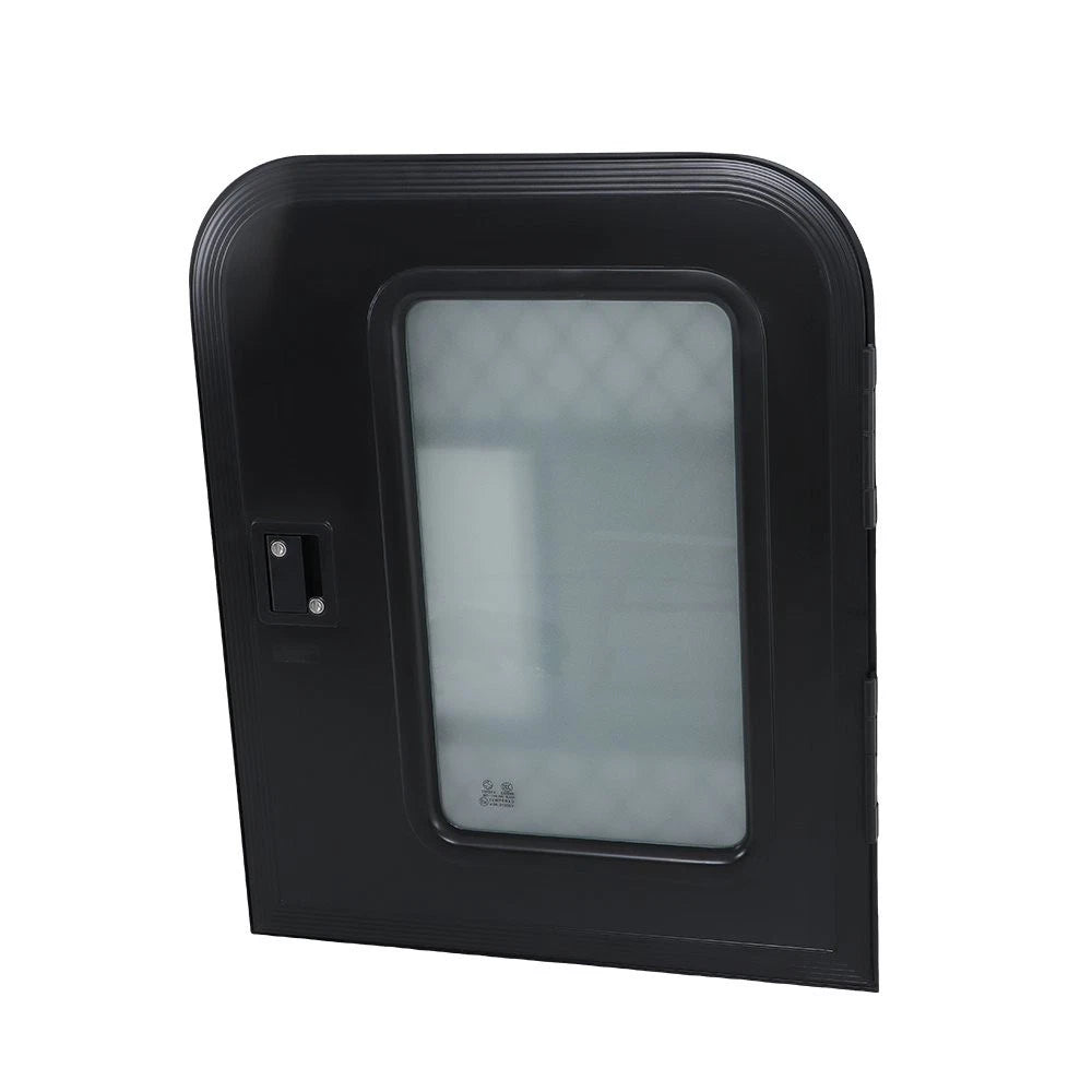 Black Tear Drop Trailer Entry Door for RV Camper (26"W x 32"H)