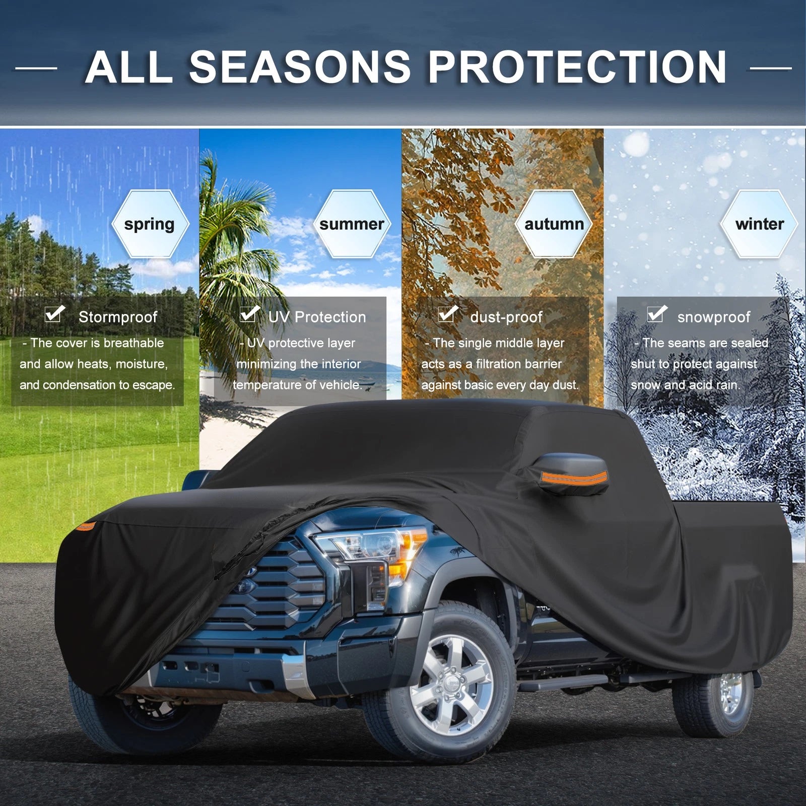 Waterproof Car Cover for Toyota Tundra (2014–2023) with Driver Door Zipper