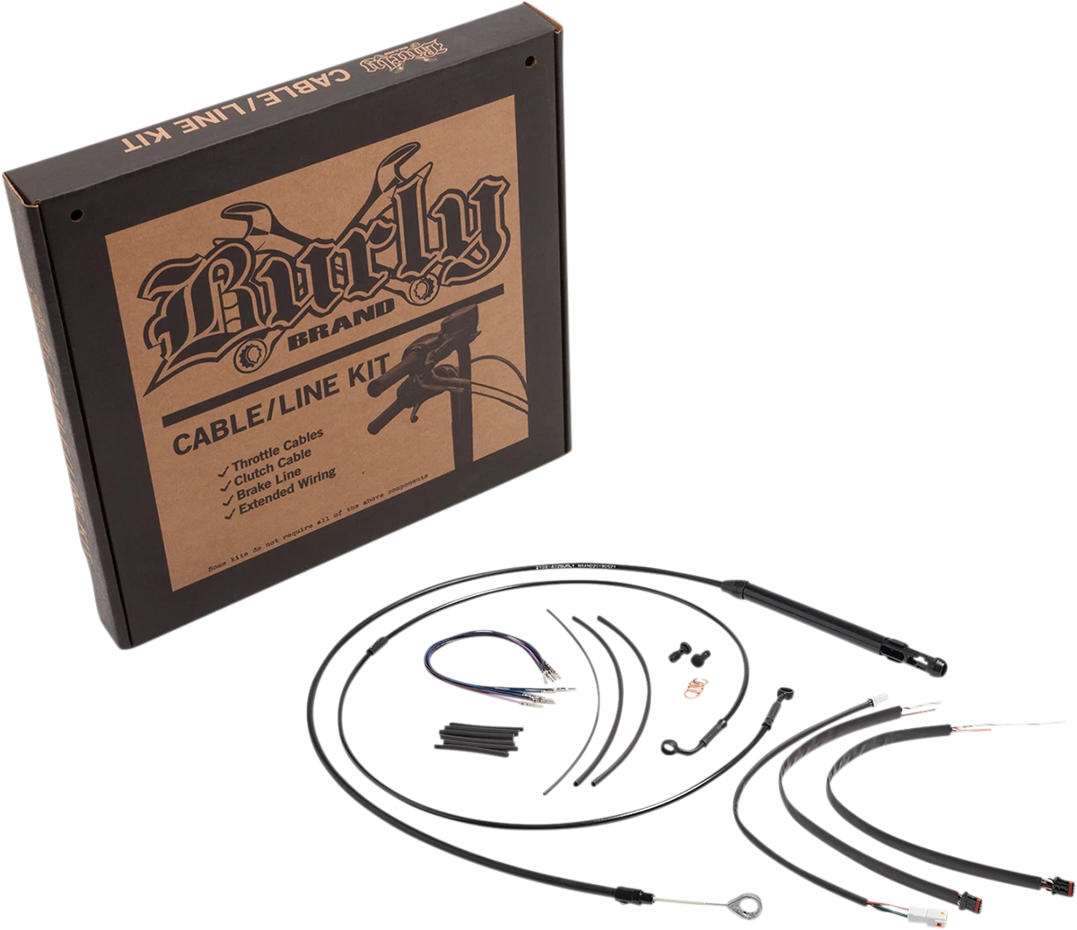 Complete Black Vinyl Handlebar Cable/Line Kit for Ape Hangers (16")