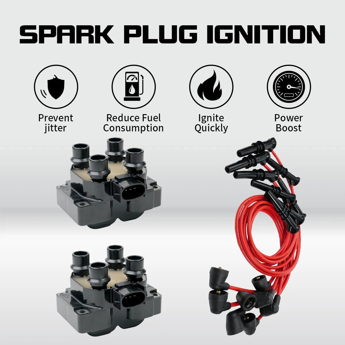 2X OEM Ignition Coils & Spark Plug Wires for Ford F-150 F-250 (1997–2003) FD487