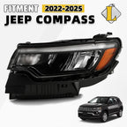 LED Reflector Headlight for Jeep Compass (2022–2026) w/o LED DRL w/ Bulb Driver