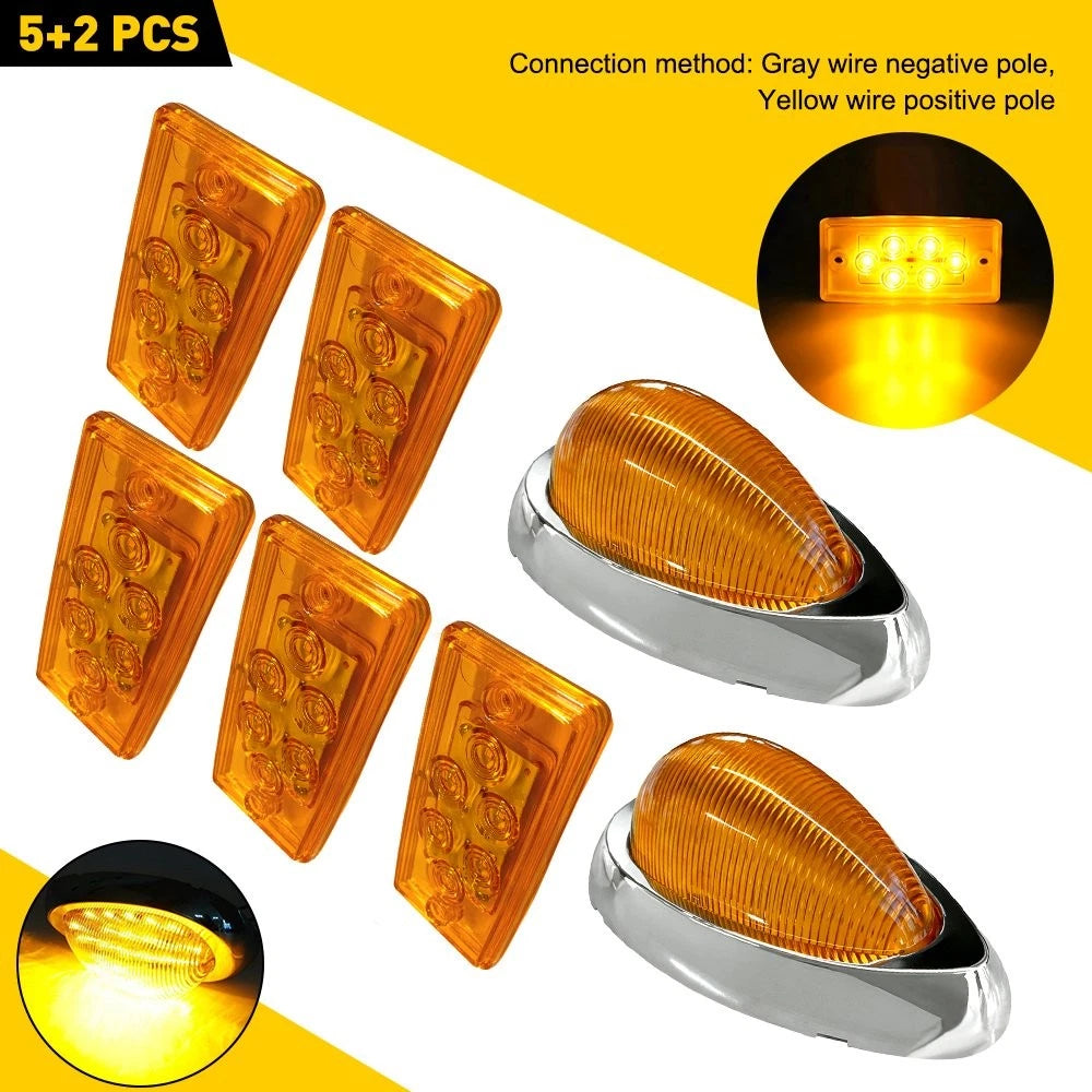 Set of 2 Amber Side Marker Roof Lights for Freightliner Peterbilt Truck