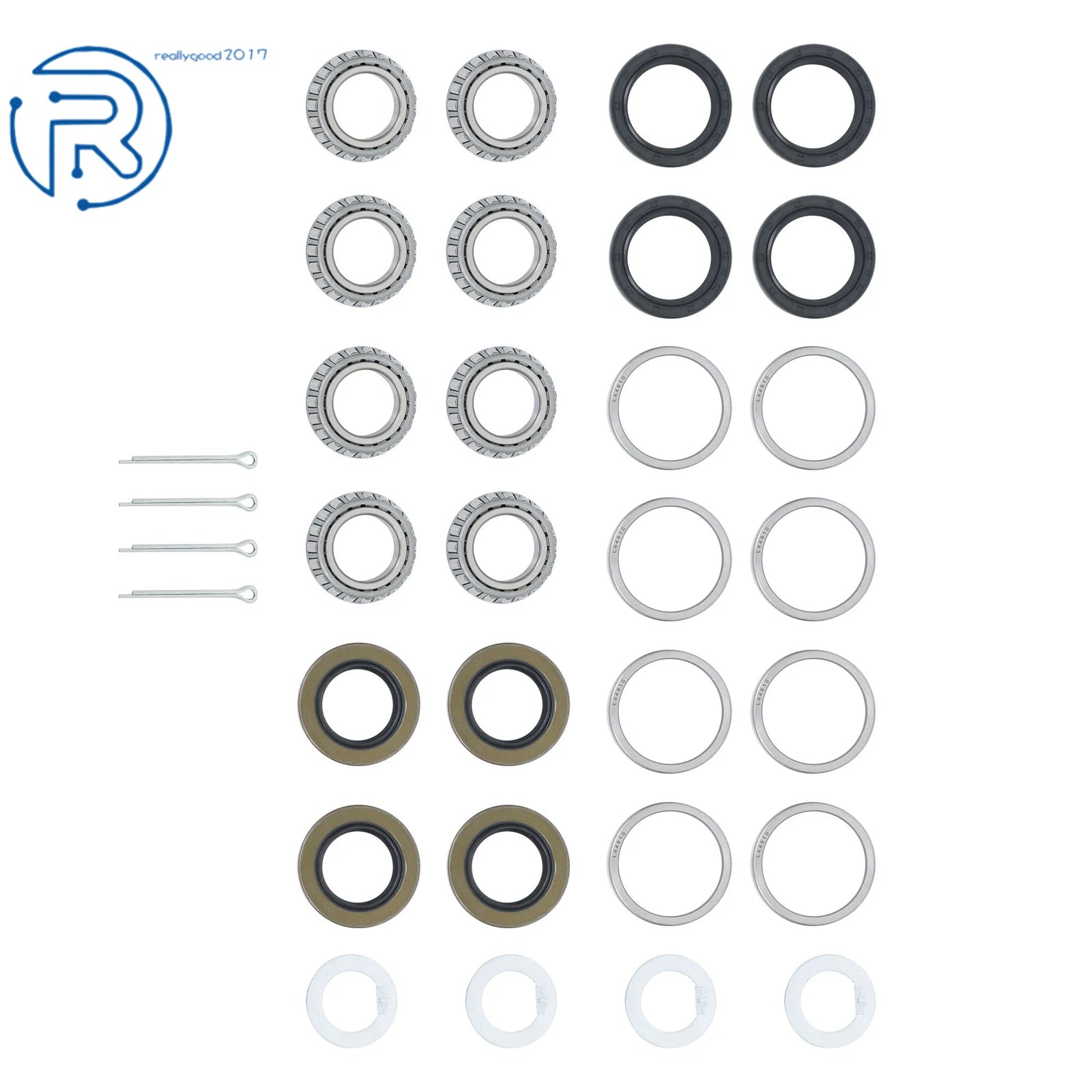 Set of 4 Trailer Hub Wheel Bearing Kits L44649/L44610 for 2000 Lbs Axle