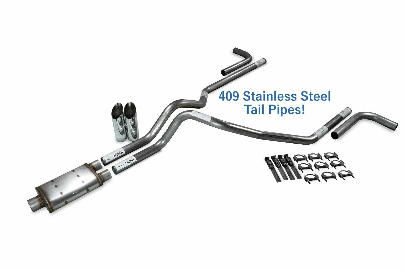Dual Exhaust Kit for Dodge Ram 1500 (1994–2003) 2.5" SS Side Slash Tip