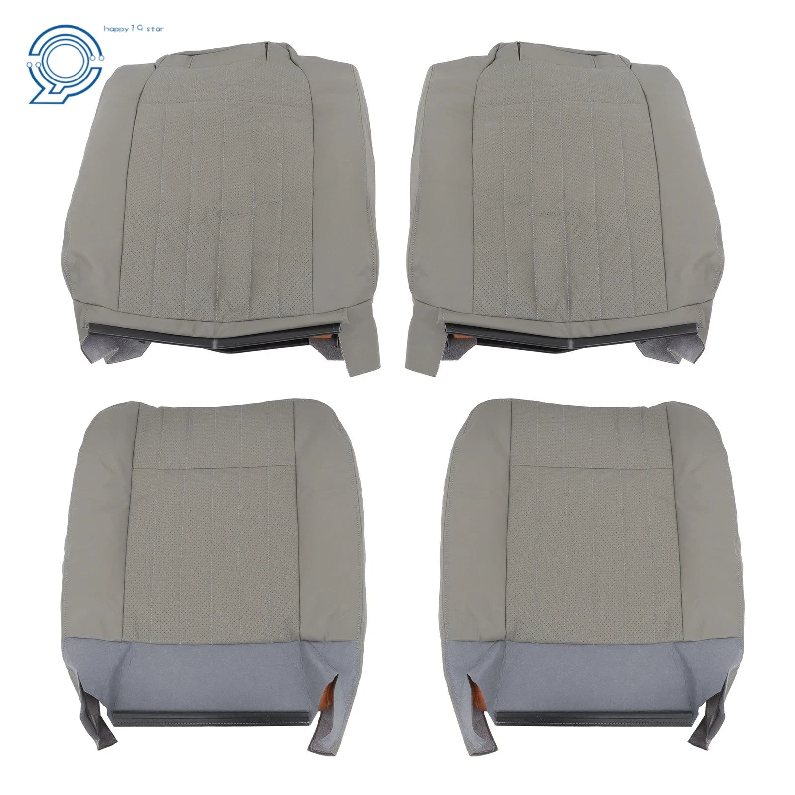 Set of 2 Front Seat Covers for Chevy Impala (1994–1996) Gray Leather Perforation